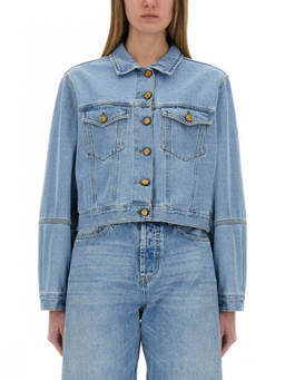 Alysi - Denim Solid Shirt Collar Jacket (S)