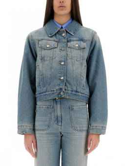 Victoria Beckham - Denim Solid Shirt Collar Jacket (S)