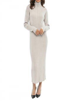 Diesel - Grey Textured Turtle Neck Maxi Dress (M)