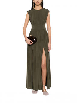 Zimmermann - Green Pleated Round Neck Maxi Dress
