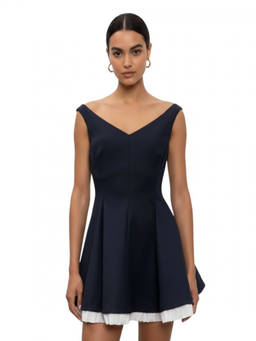 JONATHAN SIMKHAI - Black Pleated Off Shoulder Mini Dress (L)