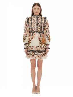 FARM Rio - Multicolor Floral Mock Collar Mini Dress (S)