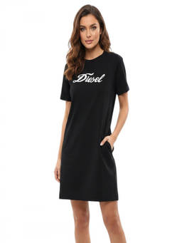 Diesel - Black Logo Crew Neck Mini Dress (XXS)