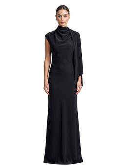 The Garment - Black Cowl Neck Full Length Dress (XS)