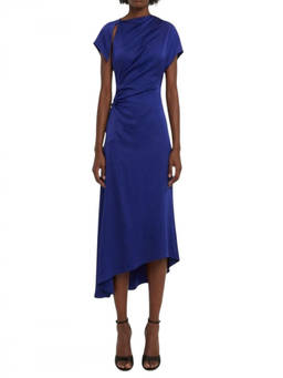 Victoria Beckham - Blue Draped Asymmetric Dress