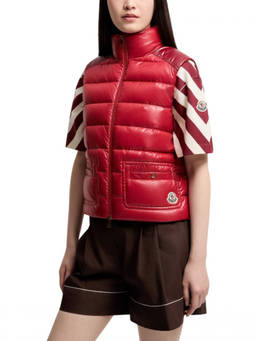 Moncler - Red Quilted Mock Collar Jacket