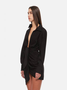 JACQUEMUS - Black La Robe Bahia Draped Minidress (XS)
