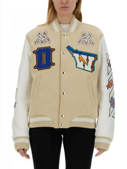 OFF-WHITE - Beige Graphic Mandarin Collar Jacket