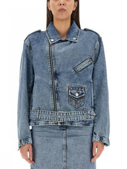 Moschino - Blue Solid Shirt Collar Jacket