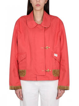 Fay - Red Solid Shirt Collar Jacket (S)
