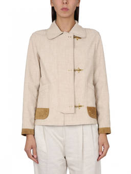 Fay - Beige Textured Shirt Collar Jacket (L)