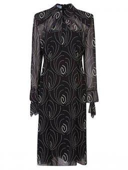 PRADA - Black Printed silk blend dress