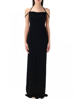 Marine Serre - Black Draped Jersey Long Dress (S)