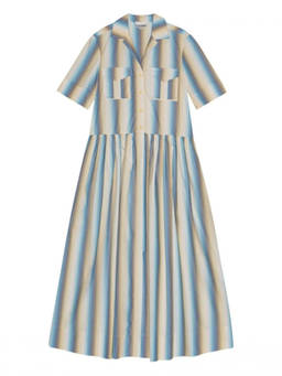 Ganni - Multicolour Stripe Maxi Shirt Dress