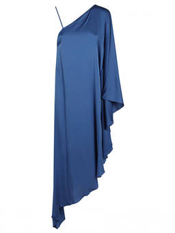 Silk95Five - Royal Blue Long Asymmetrical Silk Dress (S)