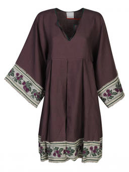 Ninaleuca - Dark Purple Linen Short Dress