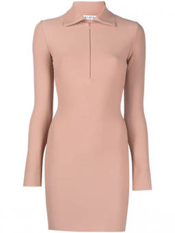 ALAIA - Peach Half zip Fastening Mini Dress