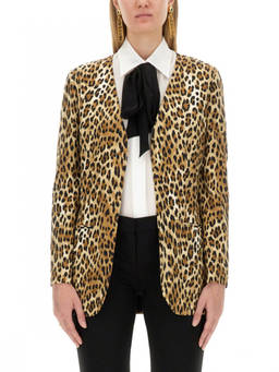 Moschino - Leopard Animal Print V Neck Jacket