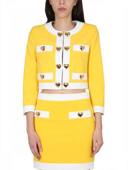 Moschino - Yellow Color Block Round Neck Jacket (M)