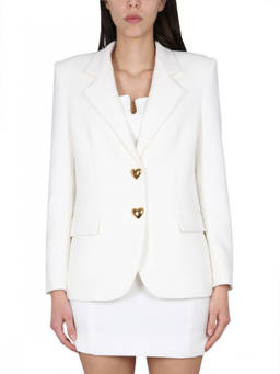 Moschino - White Solid Peaked Lapel Blazer (M)