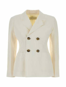 AMI Paris - White Solid Notched Lapel Blazer
