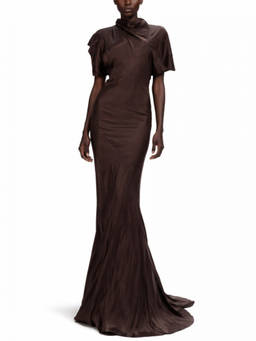 Rick Owens - Brown Solid Cowl Neck Maxi Dress
