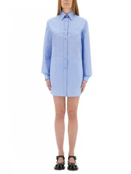 Moschino - Light Blue Solid Shirt Collar Mini Dress (M)