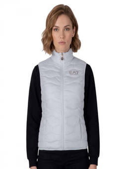 EA7 Emporio Armani - White Quilted Mock Collar Jacket