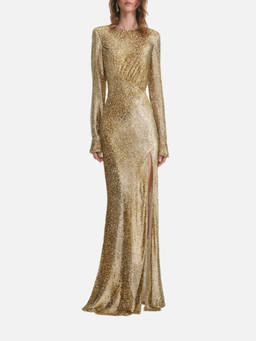 self-portrait - Golden Asymmetric Maxi Dress