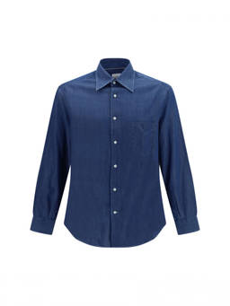 Brunello Cucinelli - Blue Solid Denim Shirt