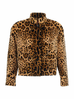 Max Mara - Brown Animal Print Band Collar Jacket