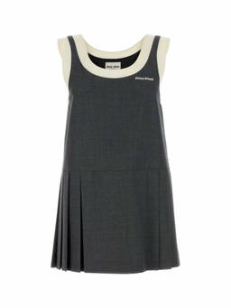 Miu Miu - Grey Pleated Grisaille Mini-dress
