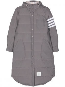 Thom Browne - Grey side-stripe-detail padded coat
