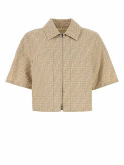 Fendi - Beige Ff Logo Chambray Jacket (XS)