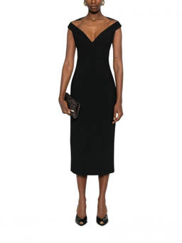 SOLACE London - Black Monica midi dress