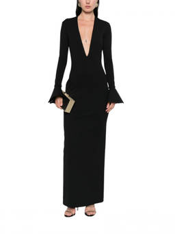 SOLACE London - Black V-Neck Maxi Dress