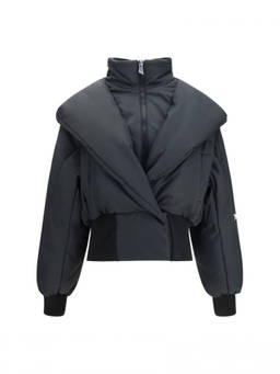 THE ATTICO - Black Quilted Shawl Neck Jacket