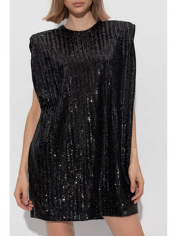 Golden Goose - Golden Genuine Leather Black Sequined Mini Dress