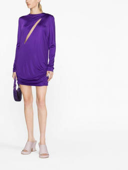 Versace - Purple Short Draped Viscose Dress
