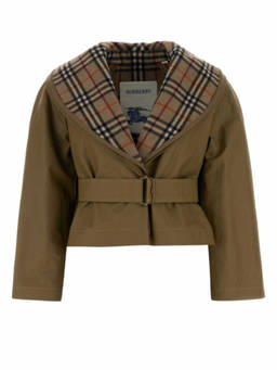 Burberry - Brown Checks Shawl Neck Jacket
