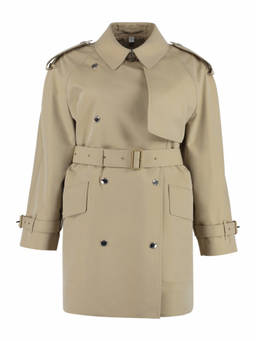 Burberry - Beige Solid Shirt Collar Trench Coat
