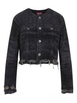 Diesel - Black Solid Round Neck Blazer (M)