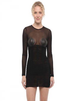 Dsquared2 - Black Embellished Round Neck Mini Dress (XS)