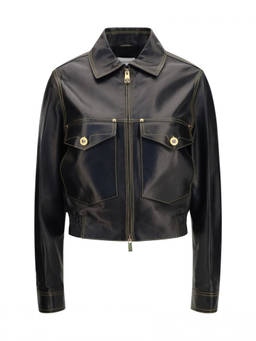 Versace - Black Solid Shirt Collar Jacket (M)
