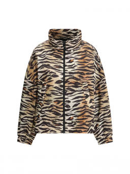Pinko - Brown Animal Print Mock Collar Jacket (S)