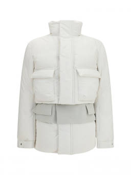 Sacai - Off White Solid Mock Collar Jacket