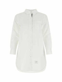 Thom Browne - White THIGH LENGTH COLLAR SHIRTDRESS