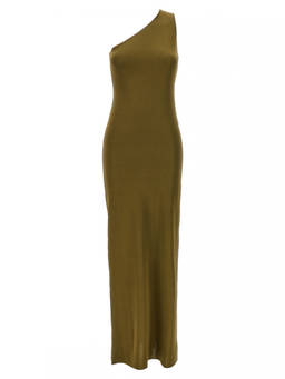 Saint Laurent - Green One-Shoulder Silk Long Dress (L)