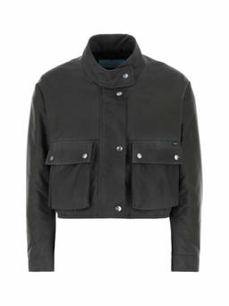 PRADA - Grey Solid Mock Collar Jacket