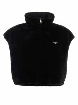 PRADA - Black Logo Mock Collar Jacket
